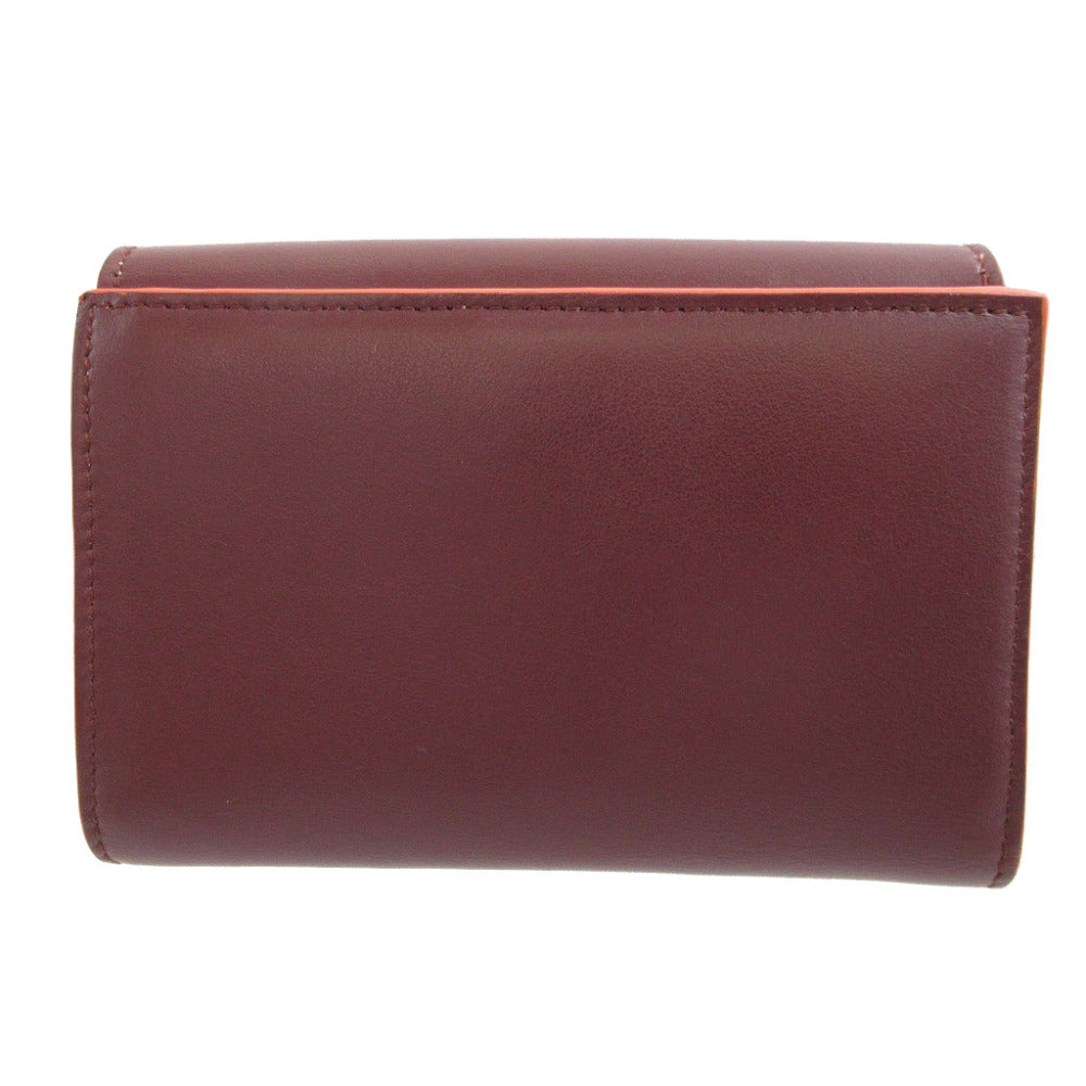 FENDI Bifold Wallet 8M0359 leather Bordeaux W Hook Wallet  Peekaboo unisex(Unisex) Used Authentic