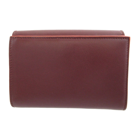 FENDI Bifold Wallet 8M0359 leather Bordeaux W Hook Wallet  Peekaboo unisex(Unisex) Used Authentic