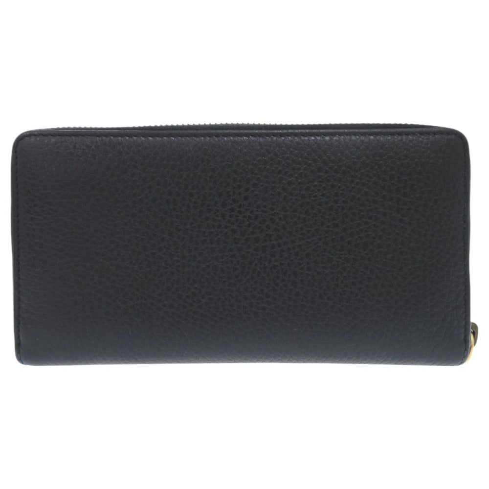 GUCCI Long Wallet Purse 524291 leather black GG Marmont Ribbon