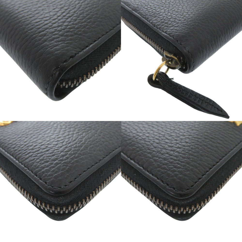 GUCCI Long Wallet Purse 524291 leather black GG Marmont Ribbon