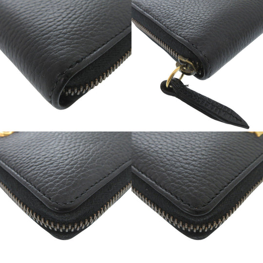 GUCCI Long Wallet Purse 524291 leather black GG Marmont Ribbon