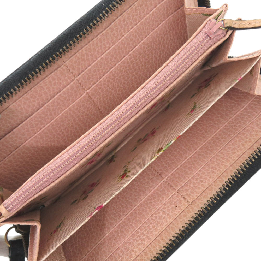 GUCCI Long Wallet Purse 524291 leather black GG Marmont Ribbon