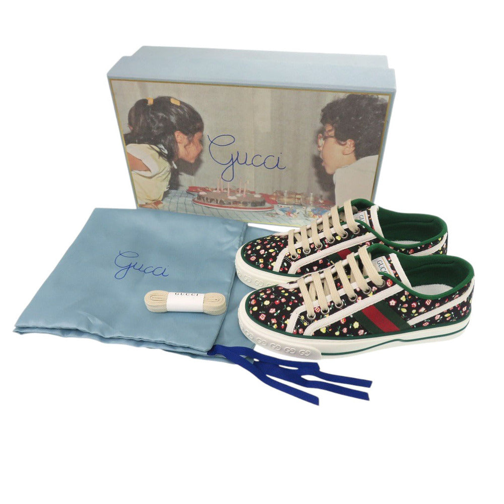 GUCCI sneakers 606110  canvas black LIBERTY Collaboration Tennis 1977 Liberty Floral Women 35 Used Authentic