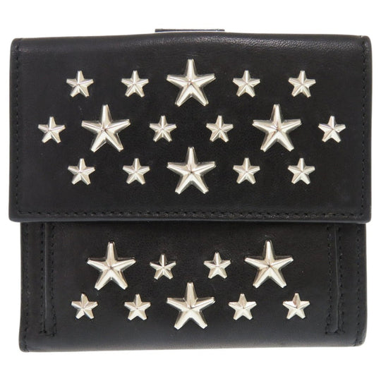 JIMMY CHOO Bifold Wallet leather black Frida Star Studs