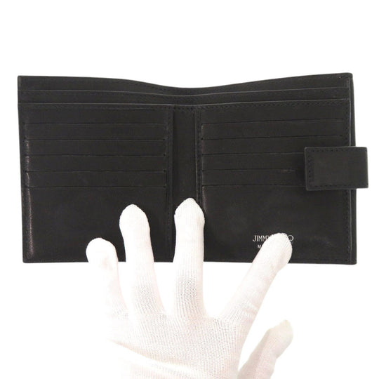 JIMMY CHOO Bifold Wallet leather black Frida Star Studs