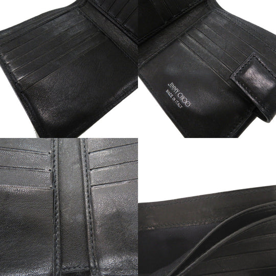 JIMMY CHOO Bifold Wallet leather black Frida Star Studs