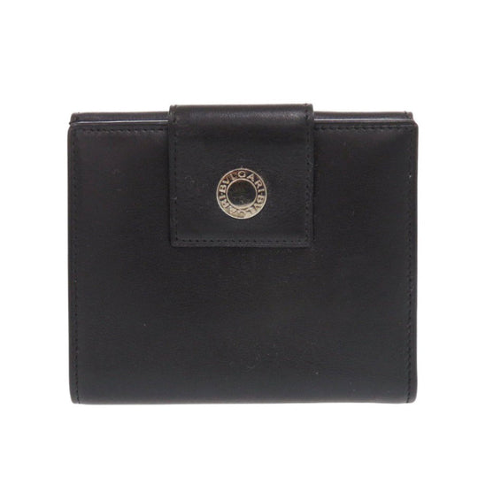 BVLGARI Bifold Wallet leather black unisex(Unisex) Used Authentic