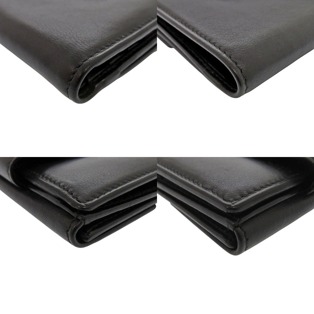 BVLGARI Bifold Wallet leather black unisex(Unisex) Used Authentic