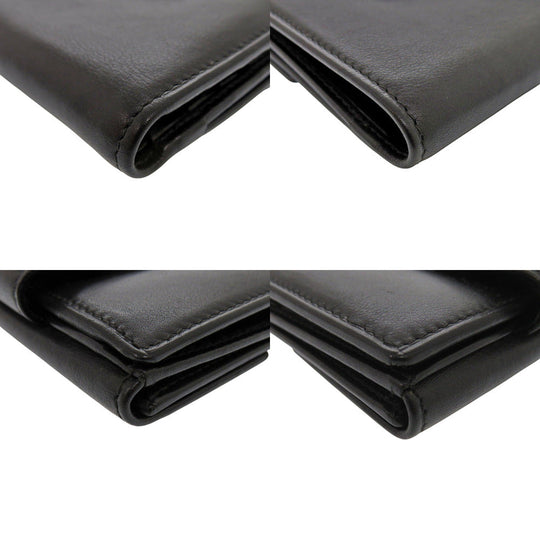 BVLGARI Bifold Wallet leather black unisex(Unisex) Used Authentic