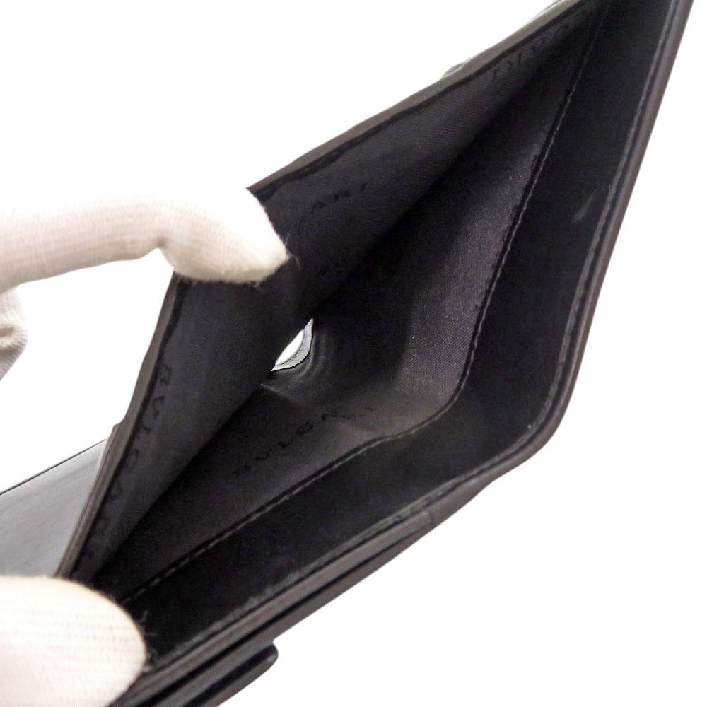 BVLGARI Bifold Wallet leather black unisex(Unisex) Used Authentic