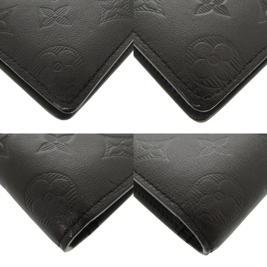 LOUIS VUITTON Long Wallet Purse M62900 leather Noir Monogram shadow Portefeuille Braza