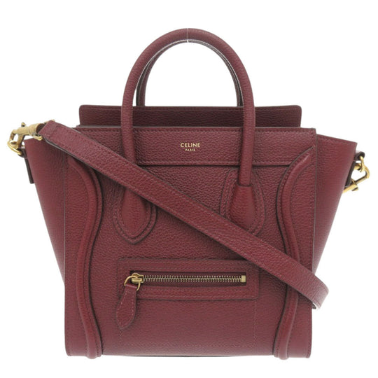 CELINE Handbag leather Burgundy Luggage Nano Shopper