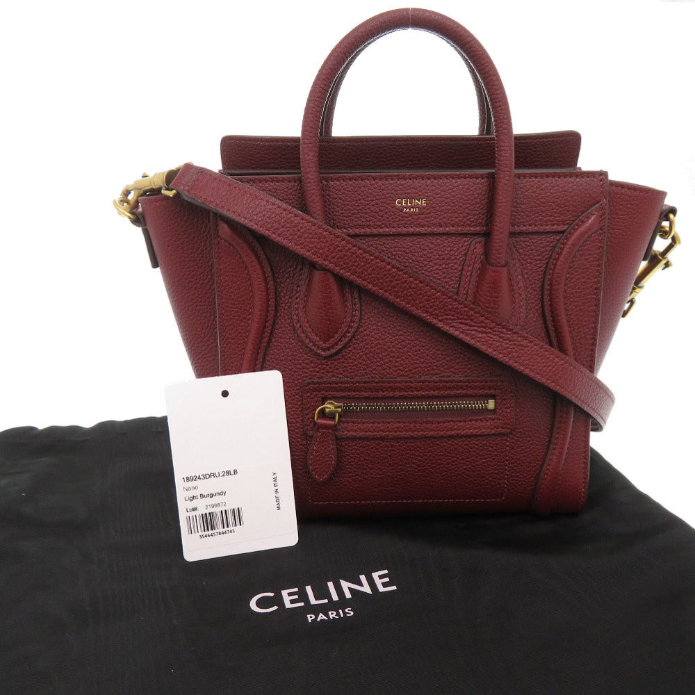 CELINE Handbag leather Burgundy Luggage Nano Shopper