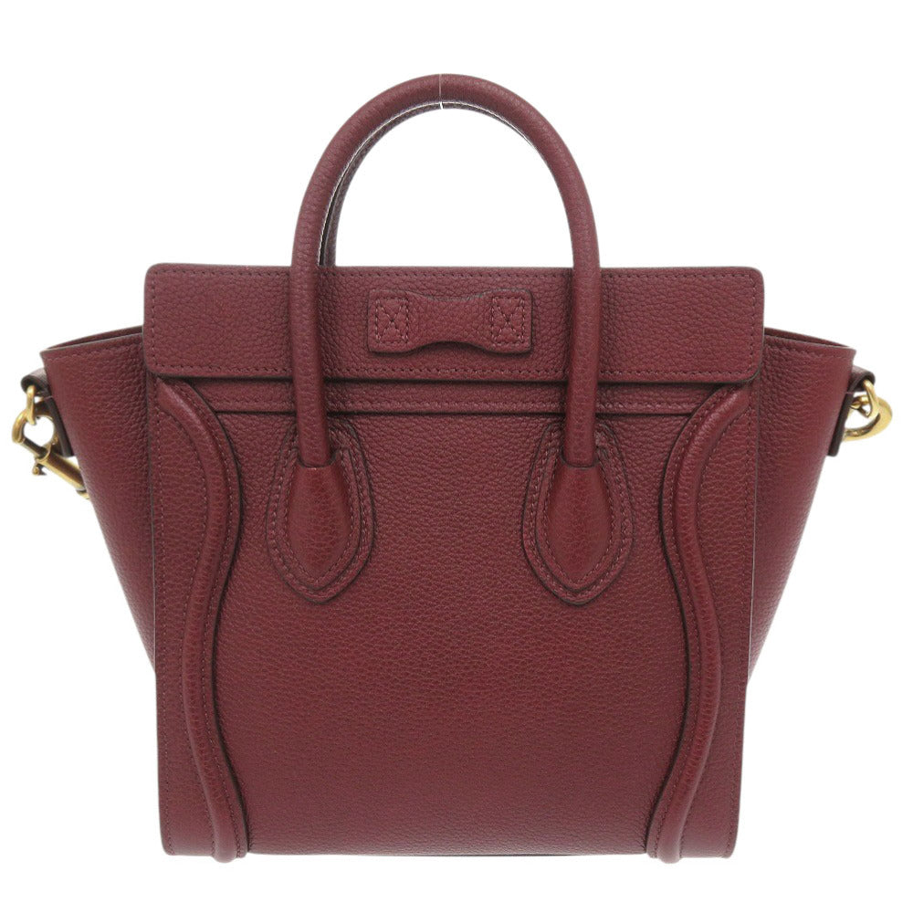 CELINE Handbag leather Burgundy Luggage Nano Shopper