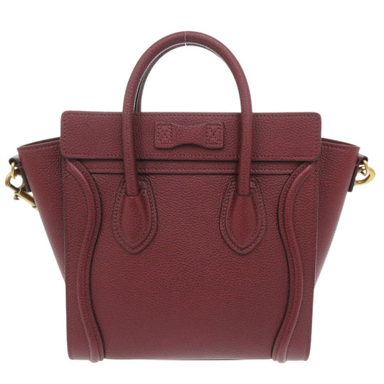 CELINE Handbag leather Burgundy Luggage Nano Shopper