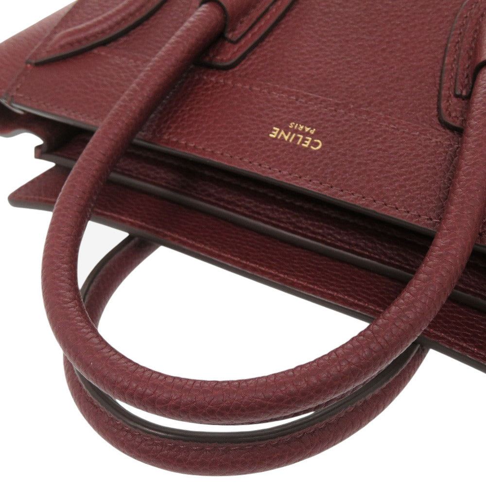 CELINE Handbag leather Burgundy Luggage Nano Shopper