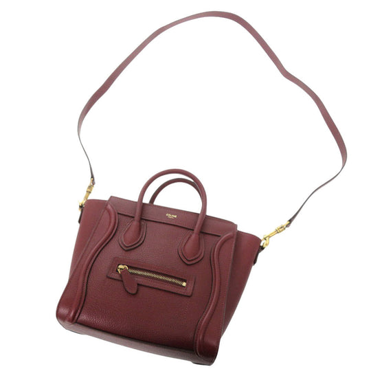CELINE Handbag leather Burgundy Luggage Nano Shopper