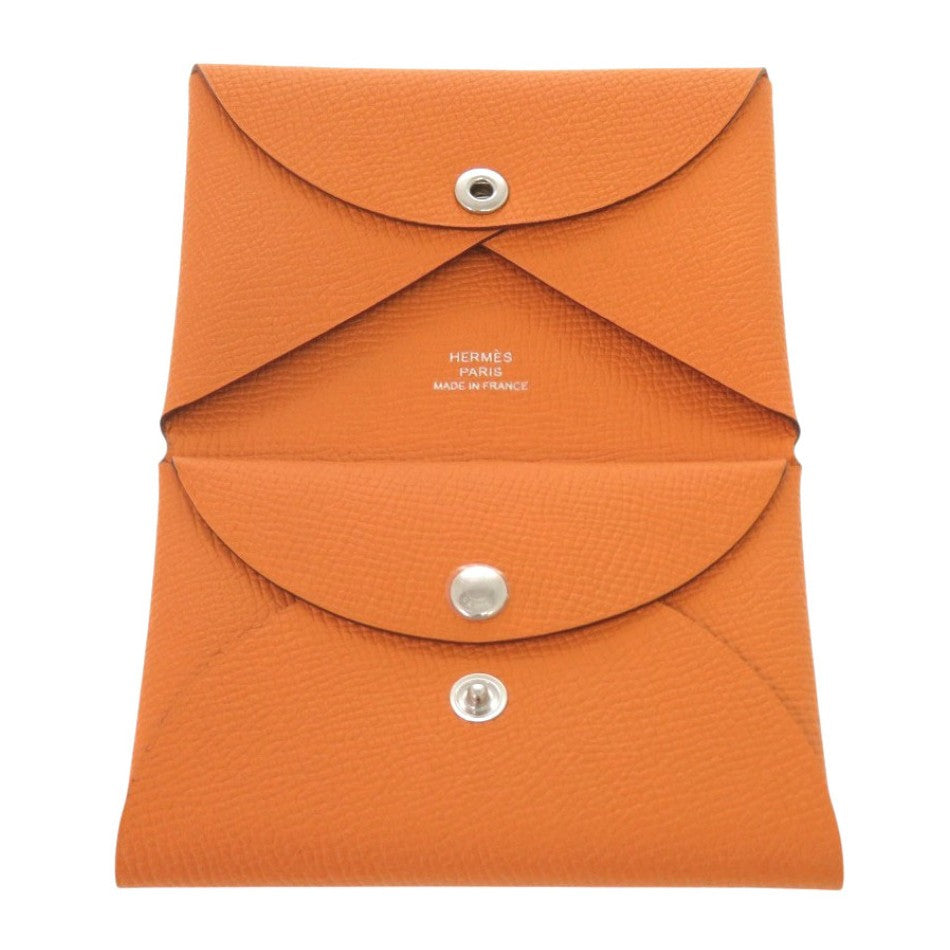 HERMES Card Case Epsom Orange Calvi duo