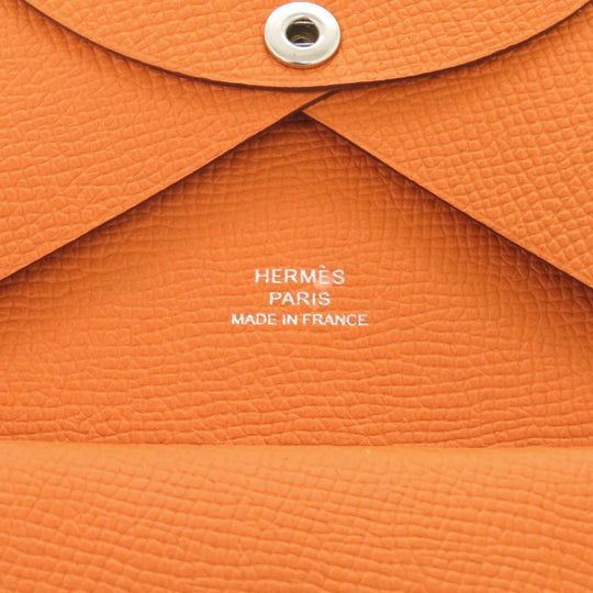 HERMES Card Case Epsom Orange Calvi duo