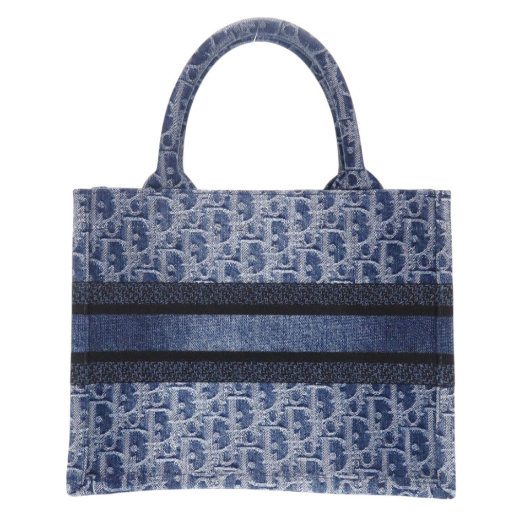 Christian Dior Tote Bag denim blue Oblique Book Tote Small Women Used Authentic