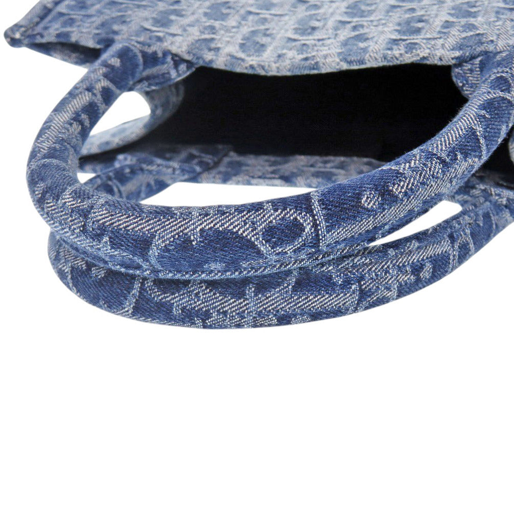 Christian Dior Tote Bag denim blue Oblique Book Tote Small Women Used Authentic