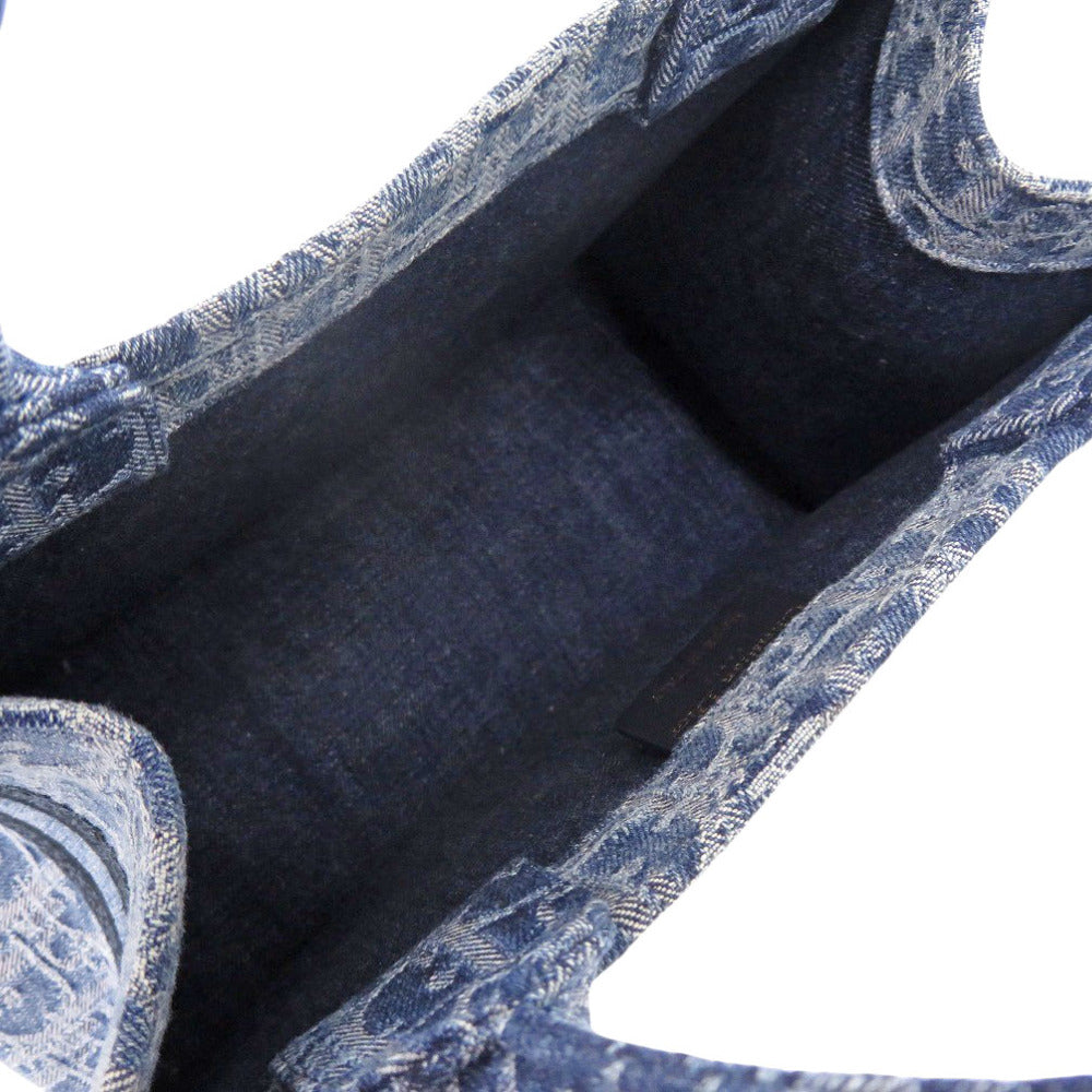 Christian Dior Tote Bag denim blue Oblique Book Tote Small Women Used Authentic
