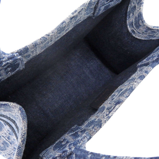 Christian Dior Tote Bag denim blue Oblique Book Tote Small Women Used Authentic