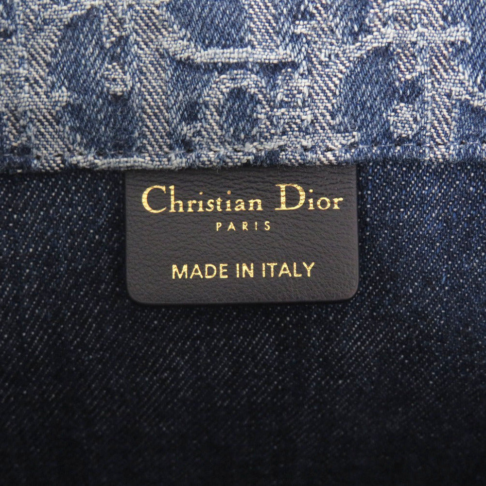 Christian Dior Tote Bag denim blue Oblique Book Tote Small Women Used Authentic