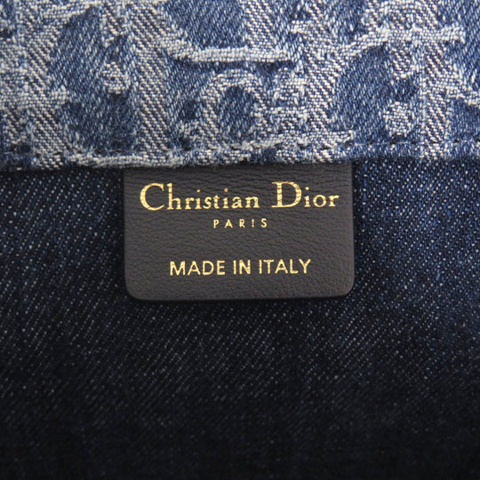 Christian Dior Tote Bag denim blue Oblique Book Tote Small Women Used Authentic