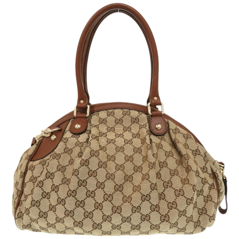 GUCCI Shoulder Bag 223974 GG canvas, leather beige Sukey