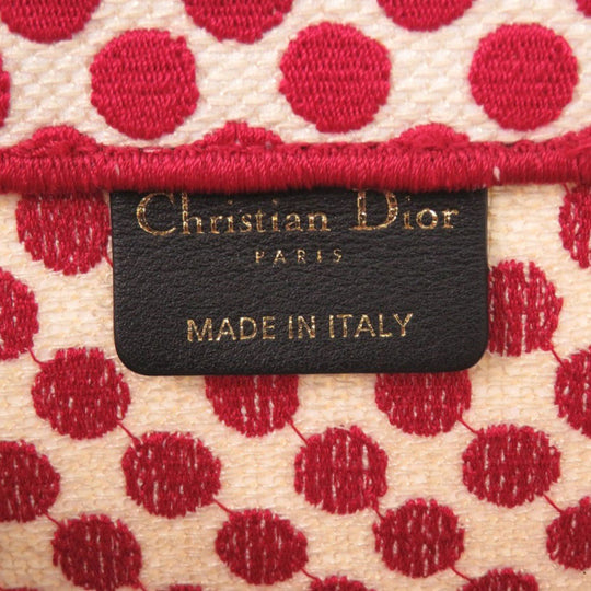 Christian Dior Tote Bag canvas Red Polka dots Book Tote Medium Women Used Authentic