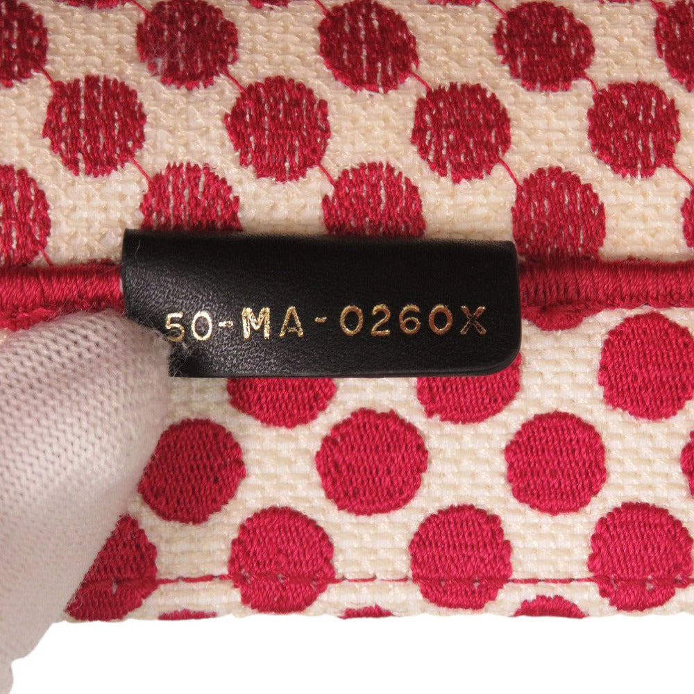 Christian Dior Tote Bag canvas Red Polka dots Book Tote Medium Women Used Authentic