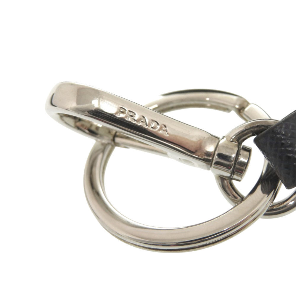 PRADA Coin case Leather, Metal Navy Robot charm with key ring