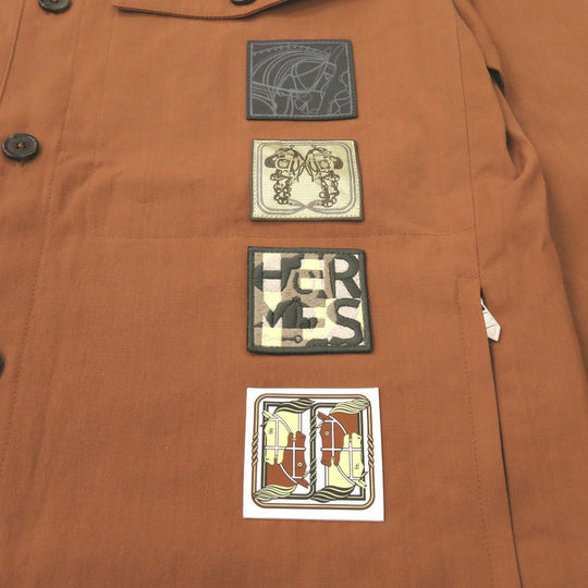 HERMES Long sleeve shirt H352140HC3H52 Rayon, Cotton Cienne Icons au Carre Embroidery mens 46 Used Authentic