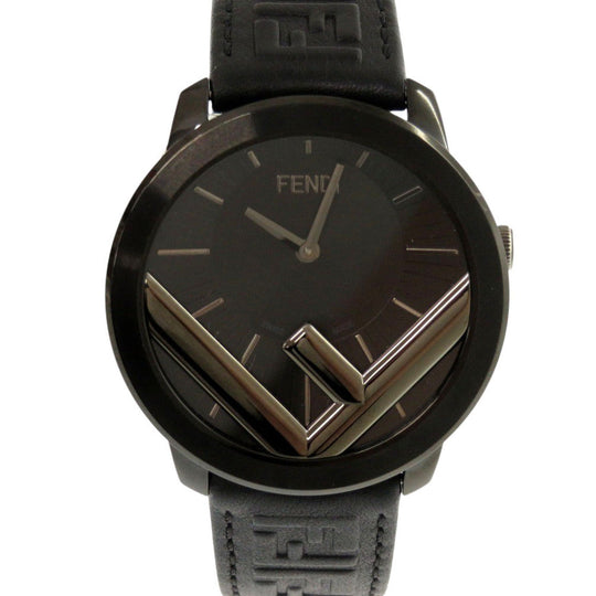FENDI Watches Quartz 71000L Leather, Stainless Steel black Quartz Runaway black dial mens Used Authentic