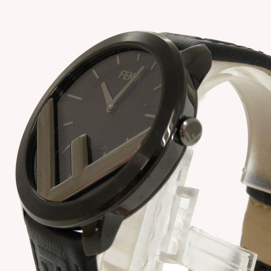 FENDI Watches Quartz 71000L Leather, Stainless Steel black Quartz Runaway black dial mens Used Authentic