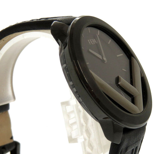 FENDI Watches Quartz 71000L Leather, Stainless Steel black Quartz Runaway black dial mens Used Authentic