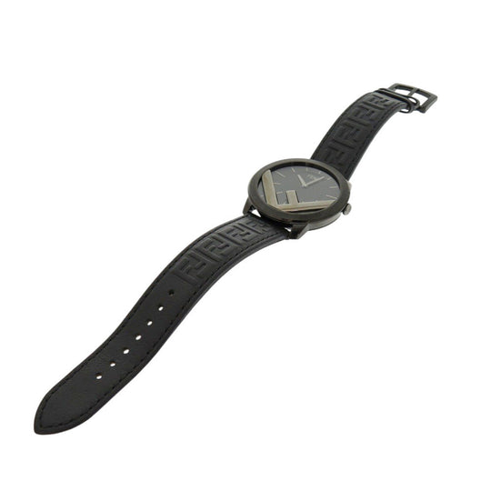 FENDI Watches Quartz 71000L Leather, Stainless Steel black Quartz Runaway black dial mens Used Authentic