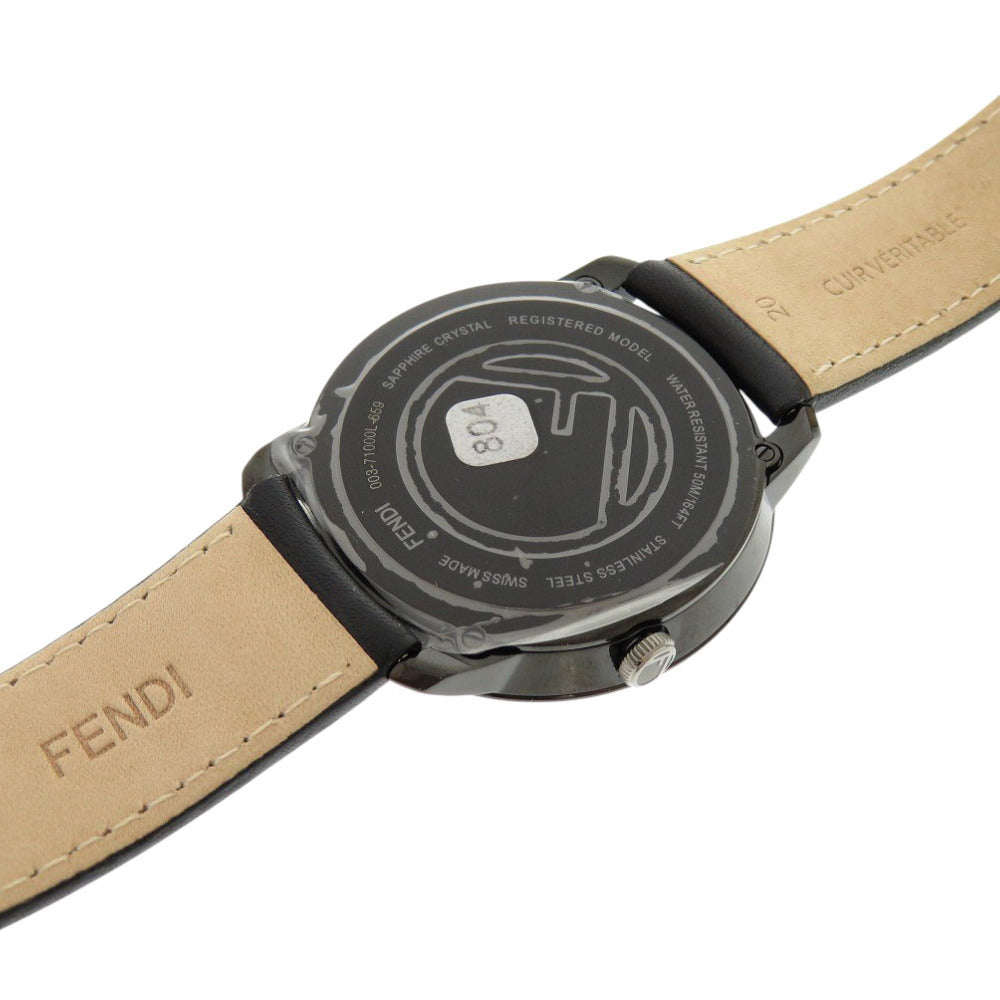 FENDI Watches Quartz 71000L Leather, Stainless Steel black Quartz Runaway black dial mens Used Authentic