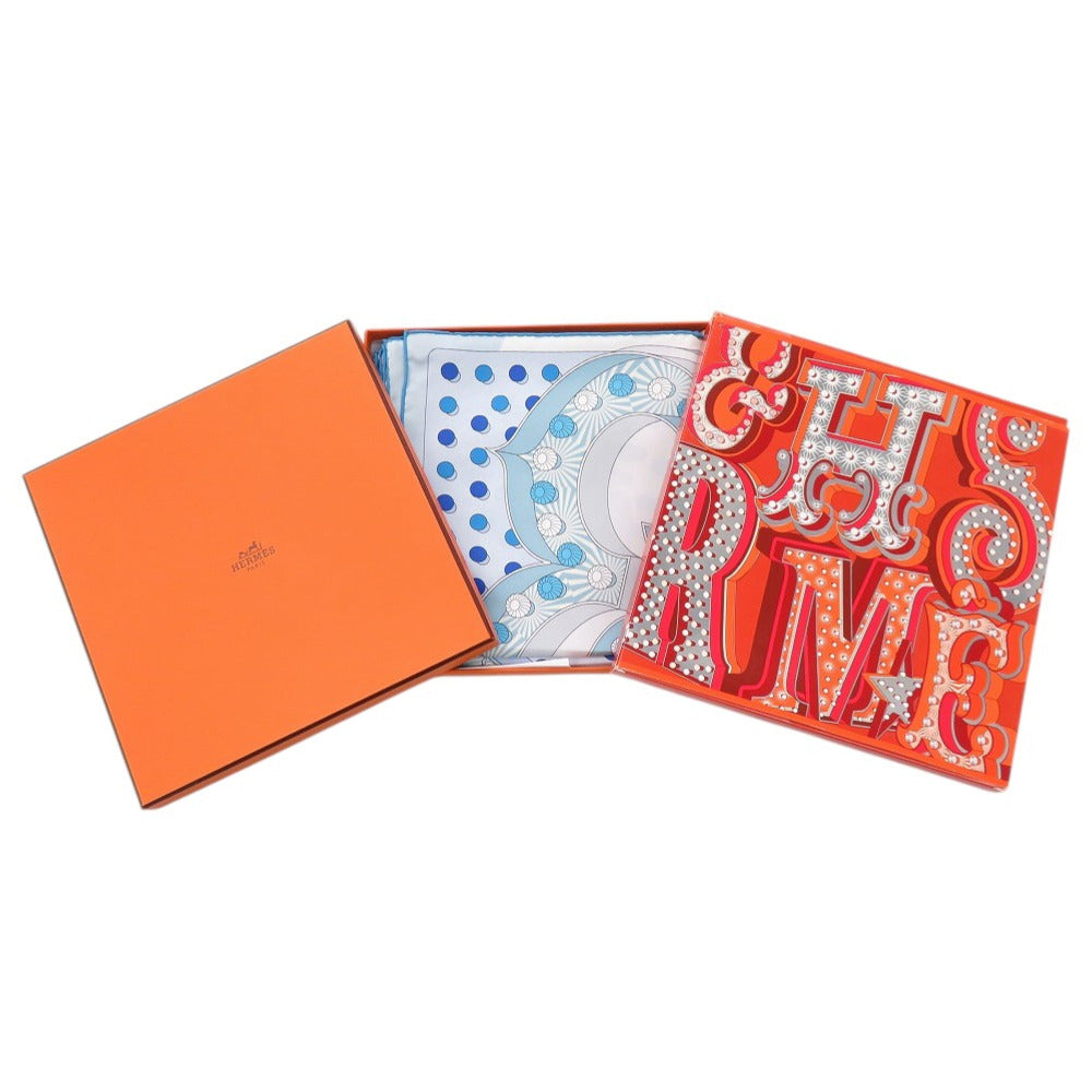 HERMES scarf silk blue Carre90 Hermes Electric