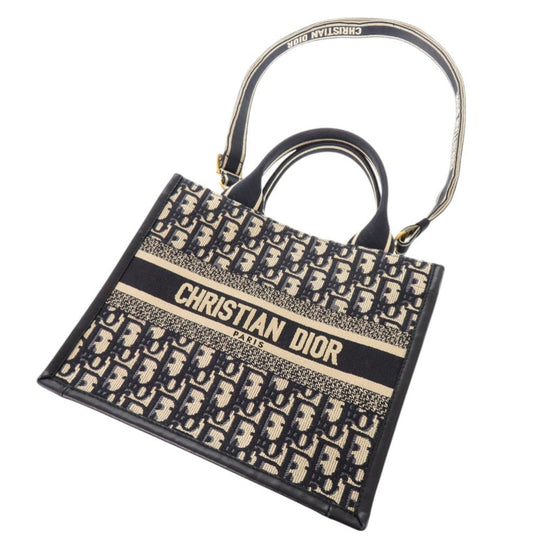 Christian Dior Handbag M1325CZBB Canvas, Leather Navy Oblique Book Tote Small