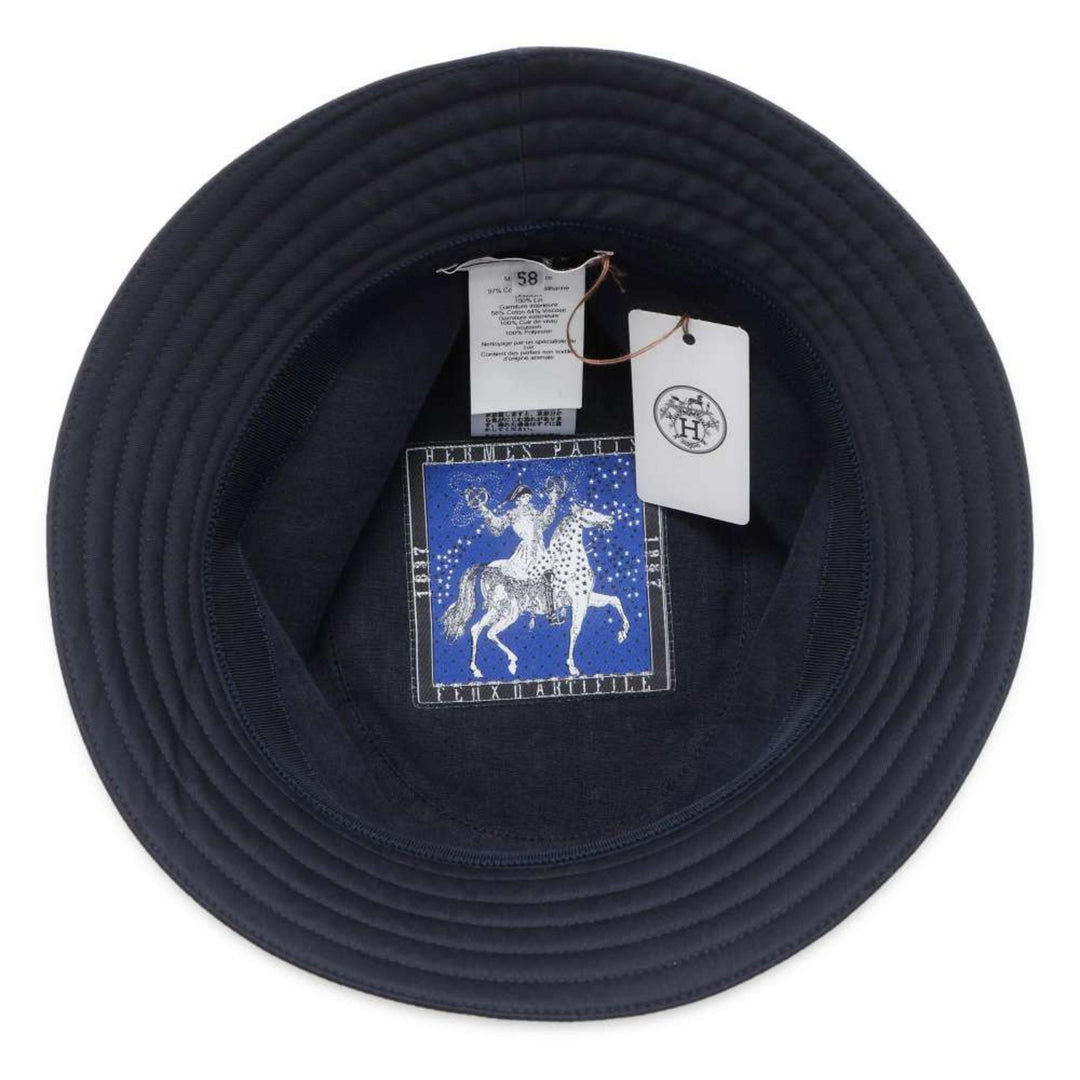 HERMES Fred H-Cut Cotton Marine Indigo Hat Preloved