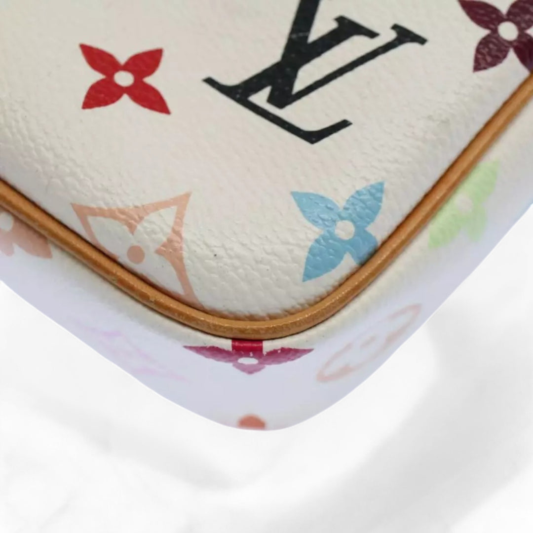 Louis Vuitton Monogram Canvas Shoulder Bag White Multicolor Women's Handbag