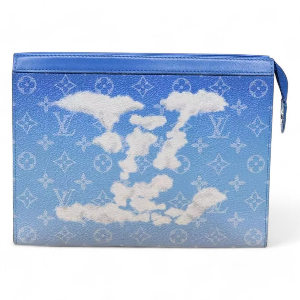 Louis Vuitton Monogram Clouds Pochette Voyage Clutch Bag Blue