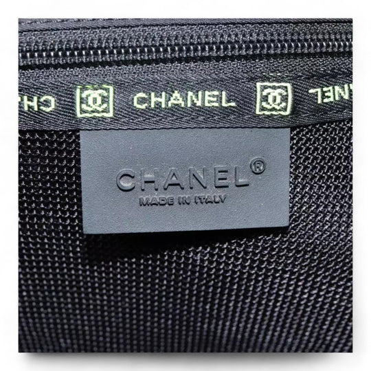 Chanel Sports Shoulder Bag Nylon Black Silver Unisex CC Logo Adjustable Strap