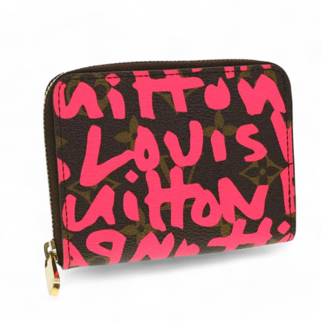 Louis Vuitton Monogram Graffiti Zippy Coin Purse Fuchsia Women's Wallet Brown Pink