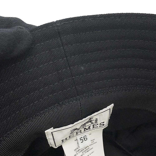 HERMES Calvi Cotton Black Bucket Hat Preloved