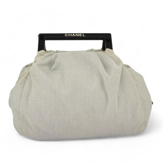 Chanel Handbag Canvas Green Silver CC Logo Bag