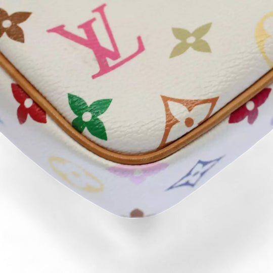 Louis Vuitton Monogram Canvas Shoulder Bag White Multicolor Women's Handbag