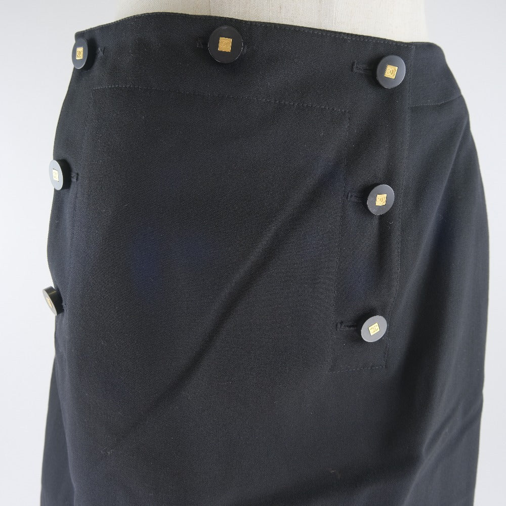 CHANEL skirt P08800V05079 wool black Women 38 Used Authentic